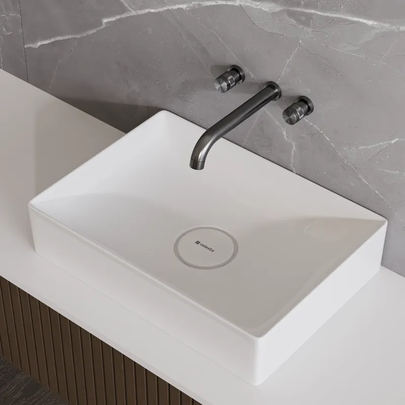 Lichidare de stoc Lavoar baie pe blat Celesta Toronto, dreptunghiular, 50 x 36 x 11 cm, ceramica, alb