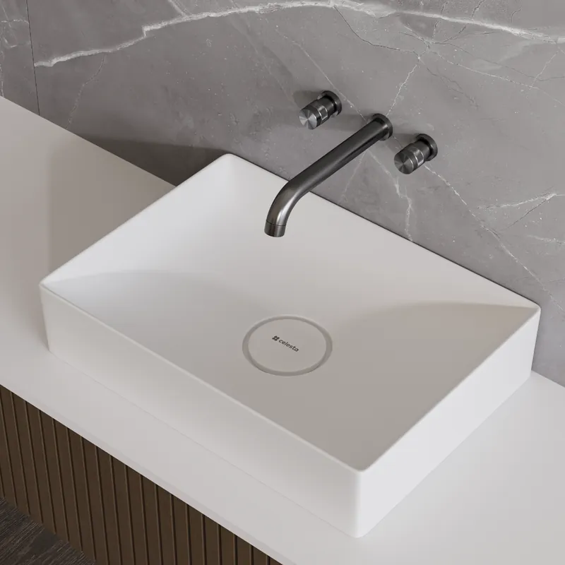 Lavoar baie pe blat Celesta Toronto, 50 cm (50 x 36 x 11), ceramica, alb mat Ofertă exclusivă