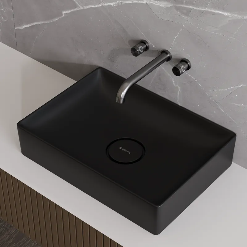 Lavoar baie pe blat Celesta Toronto, 50 x 36 x 11 cm, ceramica, negru mat Lichidare de stoc