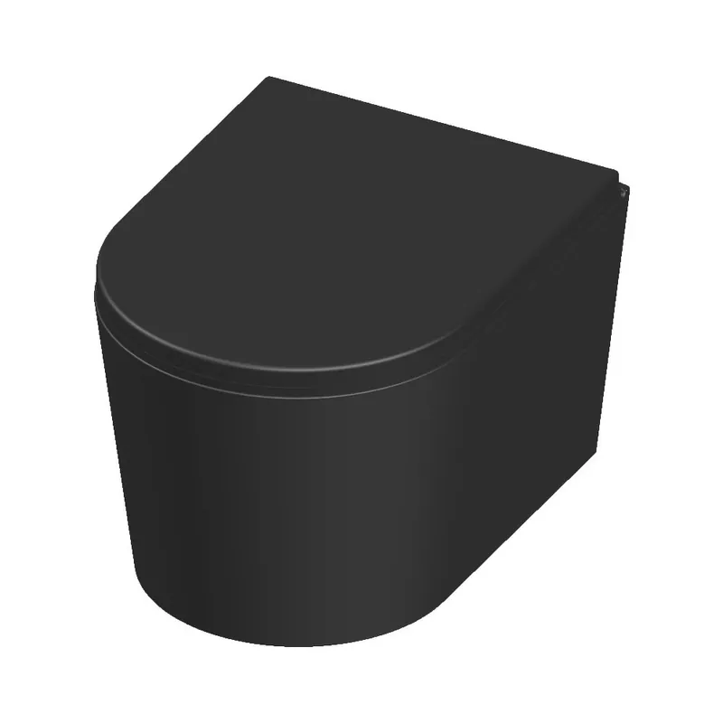 Vas WC suspendat negru mat Celesta Vista, 50 x 35 cm, ceramica, capac duroplast, inchidere lenta Reducere