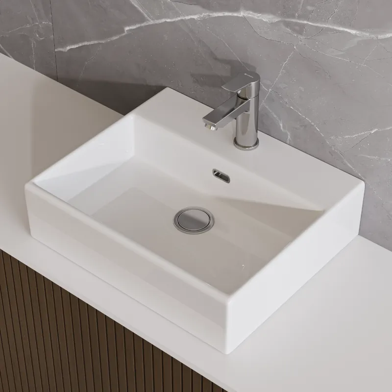 Expediere rapidă Lavoar baie pe blat Celesta Urban 50, 50 x 42 x 14 cm, orificiu baterie, ceramica, alb