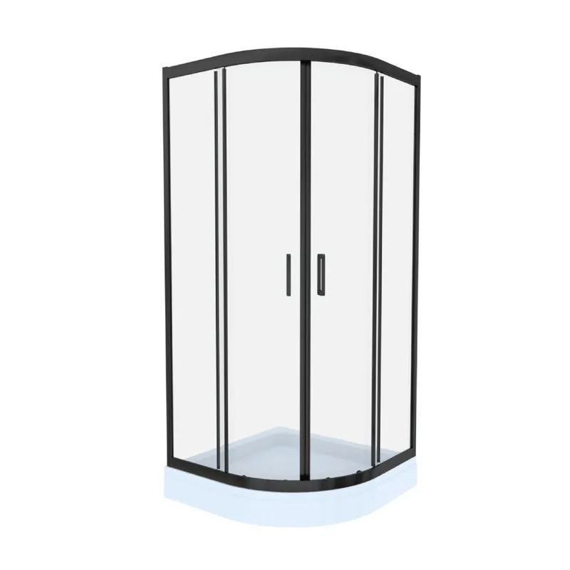 Ofertă Cabina de dus simpla Celesta Titan, semitorunda, sticla transparenta 6 mm, 80 x 80 x 190 cm, profil negru