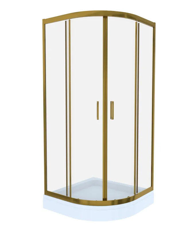 Preț redus Cabina de dus simpla Celesta Titan, semirotunda, sticla transparenta 6 mm, 80 x 80 x 190 cm, profil auriu