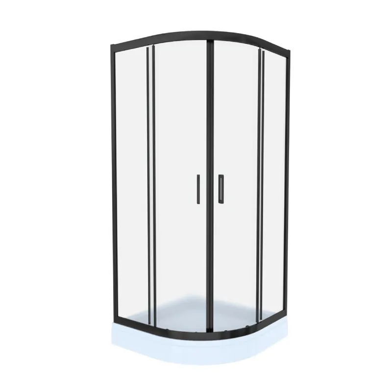Cabina de dus simpla Celesta Titan, semirotunda, sticla sablata 6 mm, 80 x 80 x 190 cm, profil negru Cel mai vândut