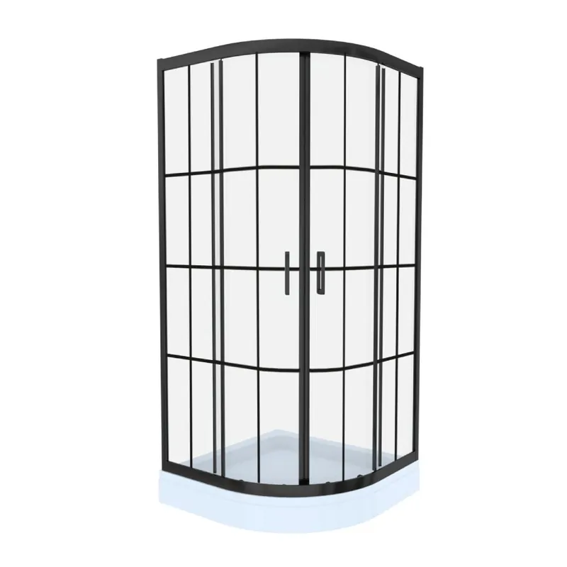 Cabina de dus simpla Celesta Titan, semirotunda, sticla cu model Windows 101 6 mm, 80 x 80 x 190 cm, profil negru Calitate înaltă