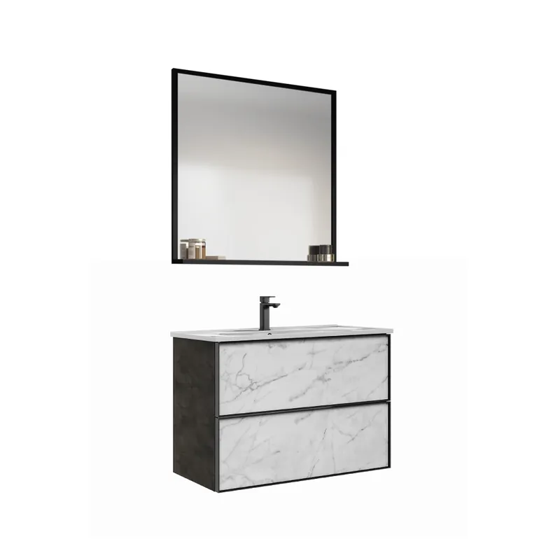 Reducere extra Set mobilier baie Orka Lucca, suspendat, 3 piese, irony, 80 cm