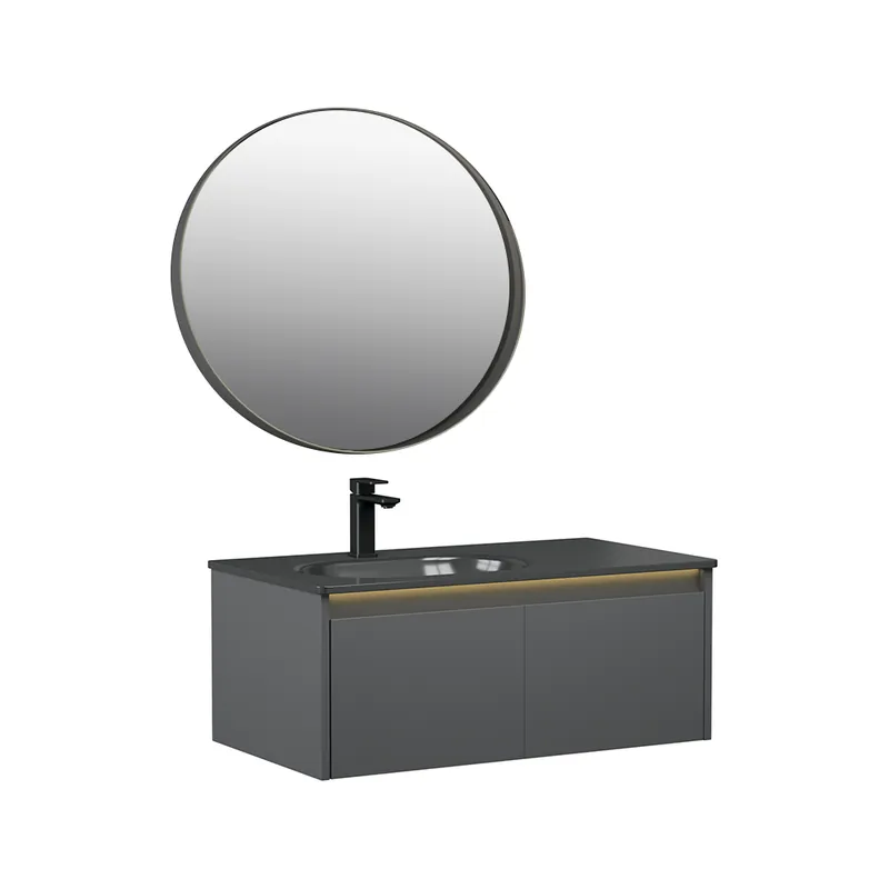 Mai ieftin Set mobilier baie Orka Lisbon, suspendat, 3 piese, anthracite, 90 cm