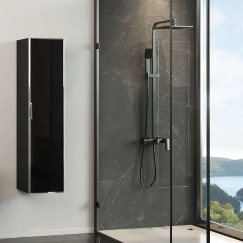 Dulap baie suspendat Yalikoy, negru, 40x125 cm Calitate înaltă