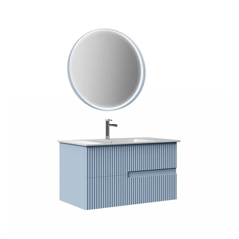 Disponibil imediat Set mobilier baie Orka Moonlight, suspendat, 3 piese, albastru deschis, 70 cm