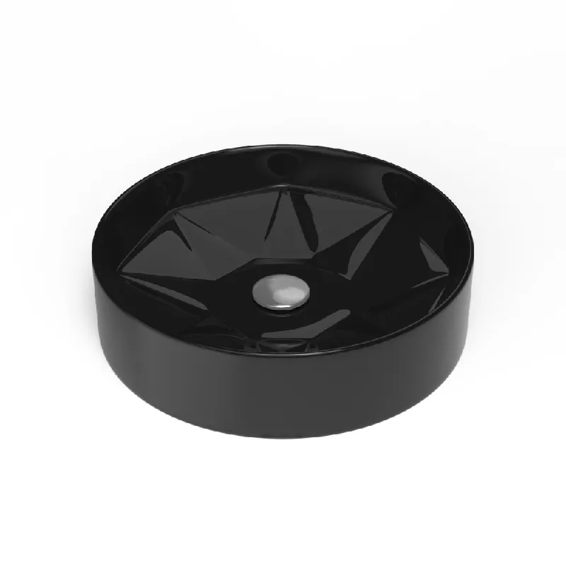 Reducere Lavoar baie pe blat Celesta Emerald, 42 x 42 x 11 cm, ceramica, negru lucios