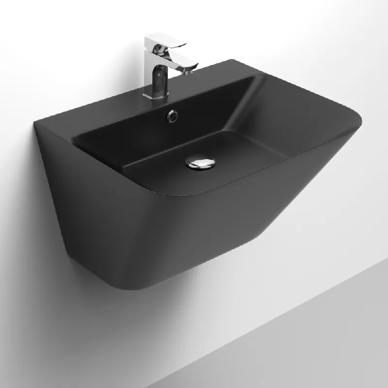 Lavoar baie suspendat Celesta Coral, 55x35x45 cm, negru mat Reducere