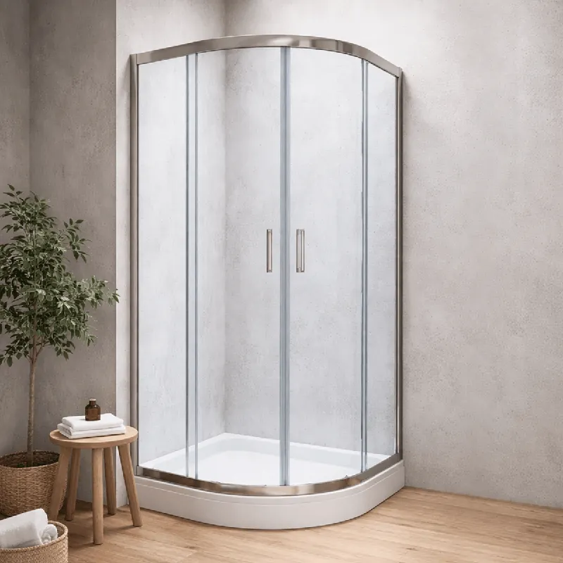 Cabina de dus simpla Celesta Titan, semirotunda, sticla sablata 6 mm, 80 x 80 x 190 cm, profil crom Disponibil imediat
