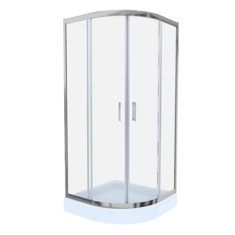 Cabina de dus simpla Celesta Titan, semirotunda, sticla transparenta 6 mm, 90 x 90 x 190 cm, profil crom Premium