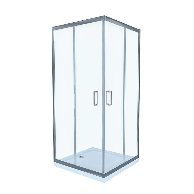 Cabina de dus simpla Celesta Titan, patrata, sticla transparenta, 6 mm, 80 x 80 x 190 cm, profil crom Popular