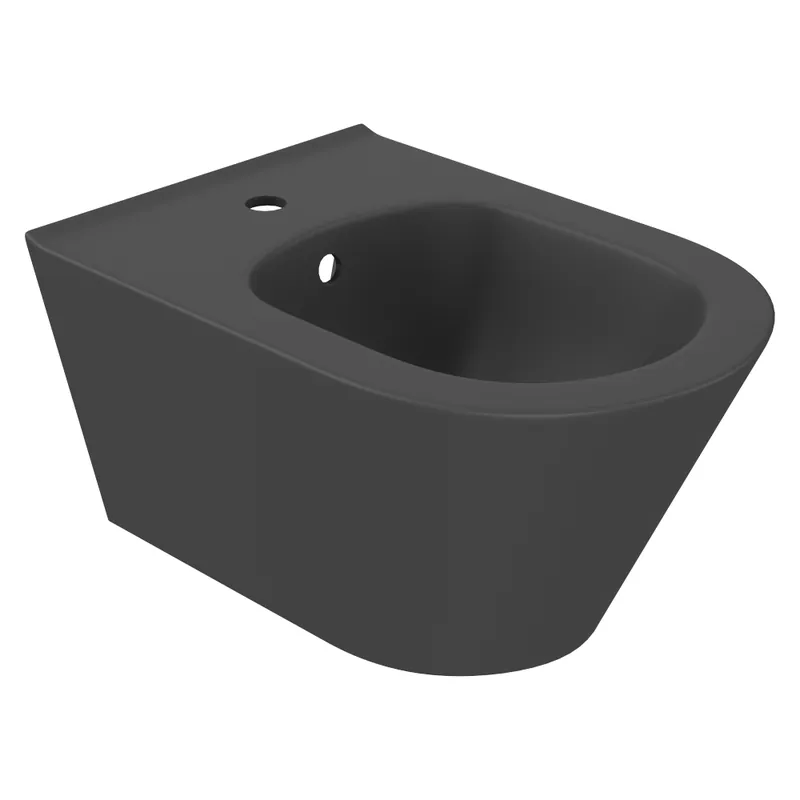 Bideu suspendat Celesta Ava, 53 x 35,5 cm, fara margini, calitate premium, ceramica, antracit, sistem fixare ascuns Cumpără online