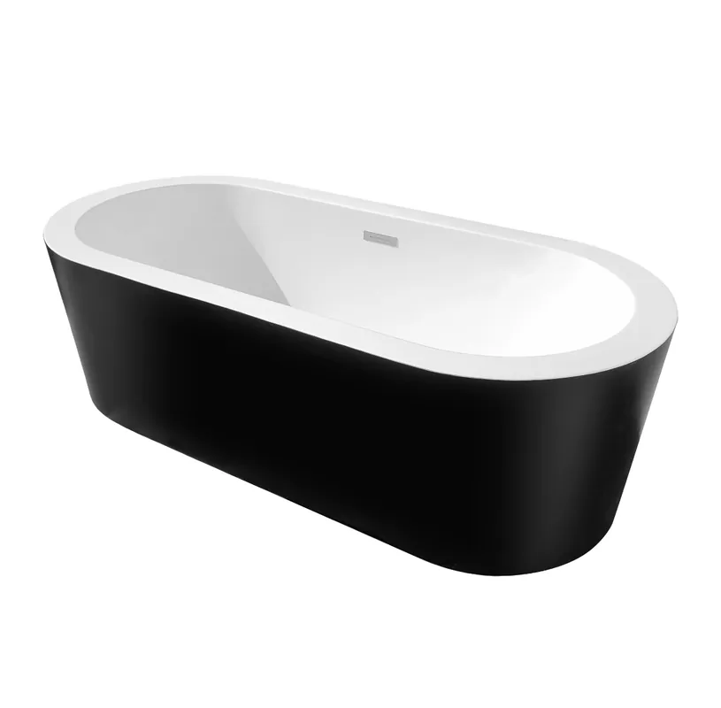 Cada baie freestanding Bella WB-814, acril, 170 x 80 x 58 cm, negru mat Reducere de preț
