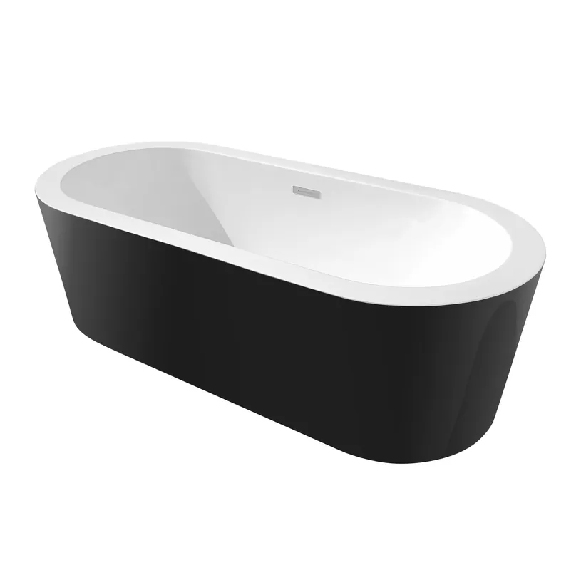 Ofertă exclusivă Cada baie freestanding Bella WB-814, acril, 170 x 80 x 58 cm, negru lucios