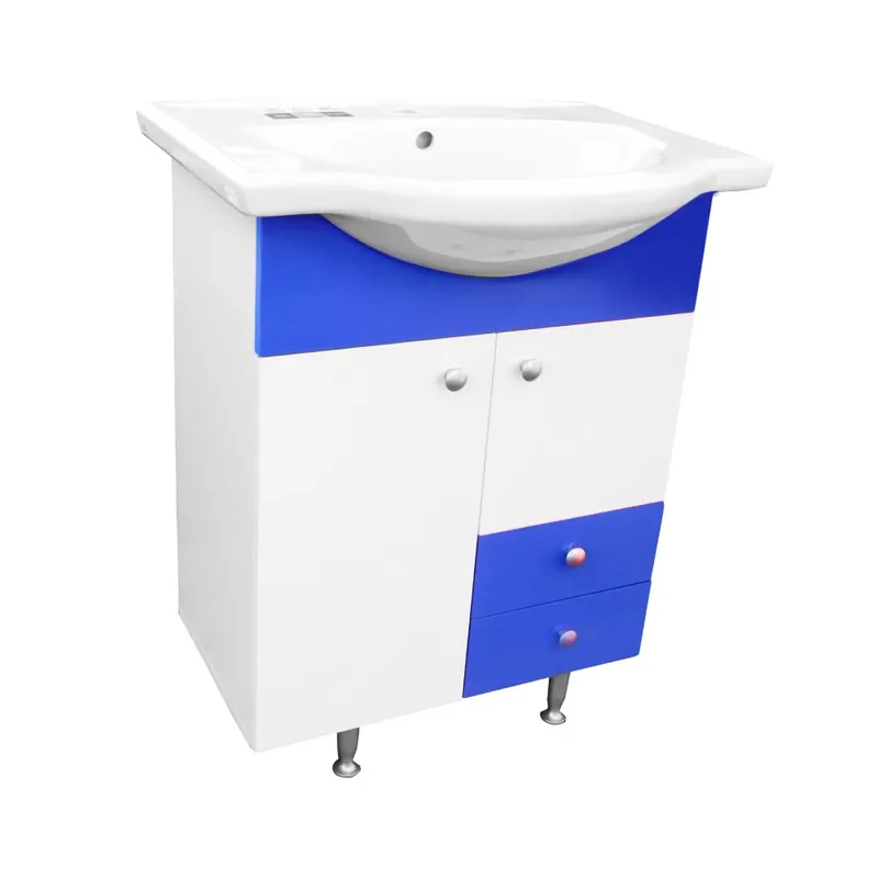 Masca pentru chiuveta / lavoar baie Selena, cu 2 sertare, 70 cm, alb-cobalt Plată sigură