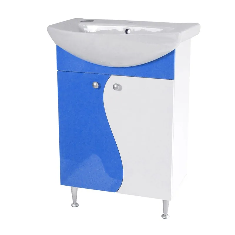 Retur ușor Masca pentru chiuveta / lavoar baie Selena, din MDF, 60 cm, alb-cobalt