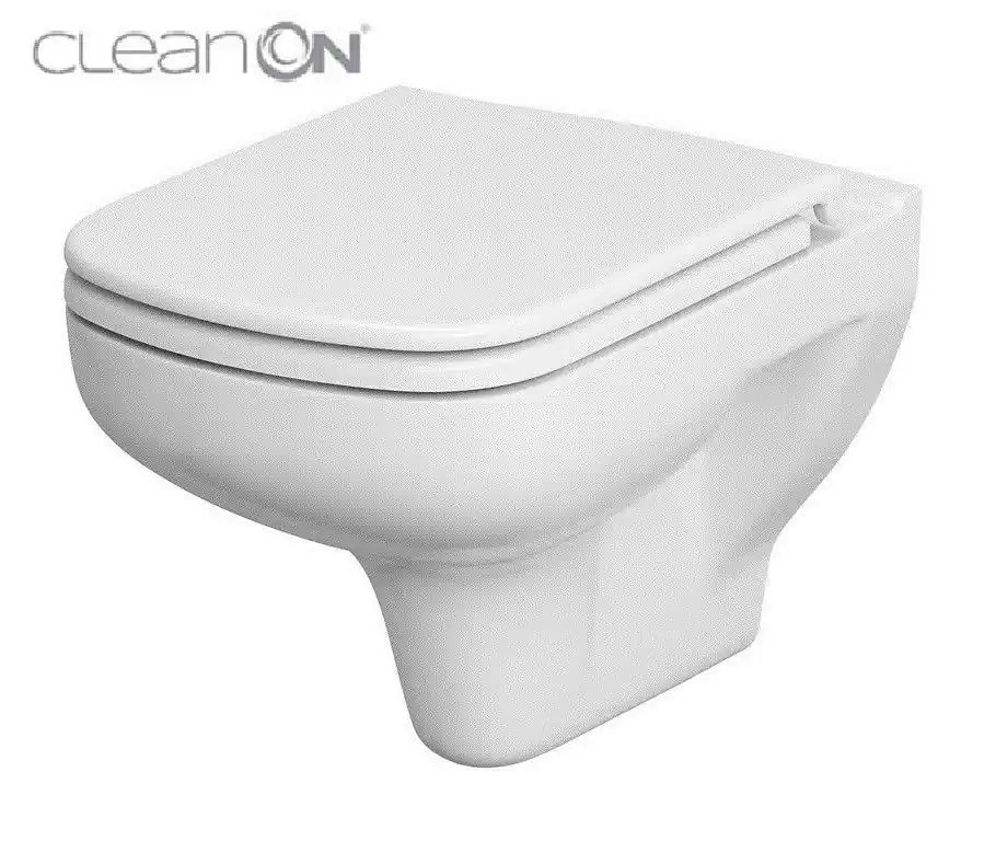 Reducere Vas WC suspendat Cersanit Set 652 Colour New Clean On + capac duroplast antibacterian, alb