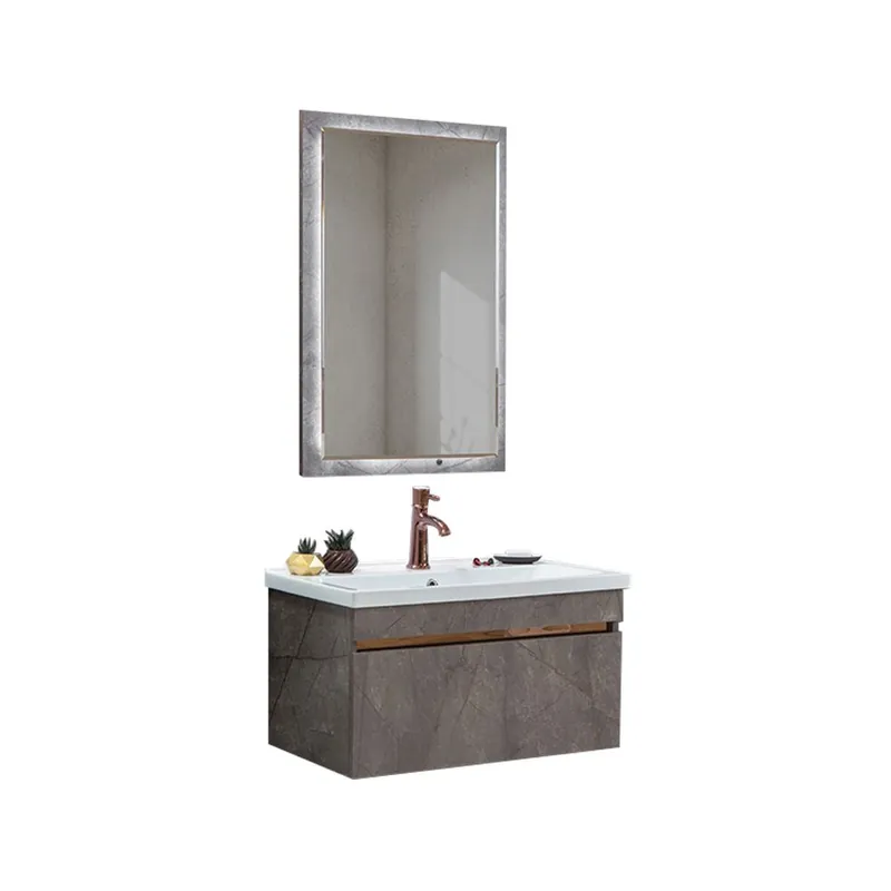 Preț mic Set mobilier baie Marble, suspendat, 3 piese, gri, 80 cm