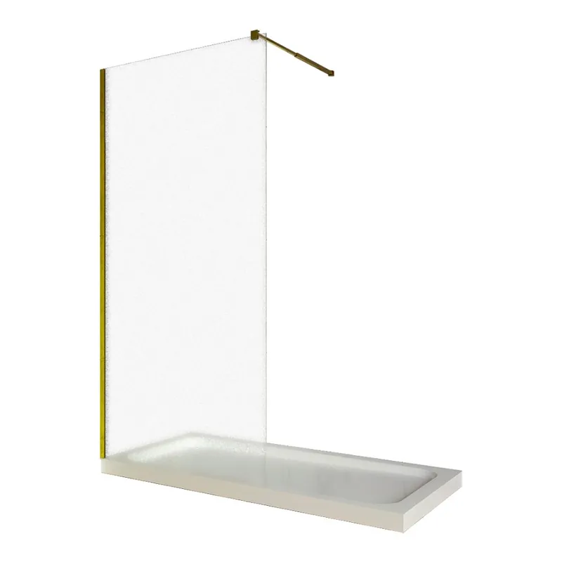 Ofertă de sezon Paravan dus walk in / Perete dus, sticla sablata 6 mm, profil auriu, tija extensibila, 80 x 200 cm