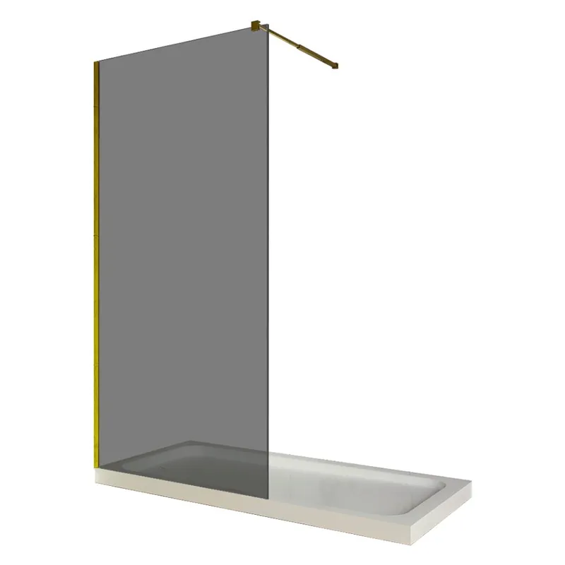 Paravan dus walk in / Perete dus, sticla fumurie 8 mm, profil auriu, tija extensibila, 90 x 200 cm Preț redus