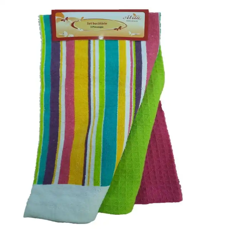 Set 3 piese prosoape bucatarie curcubeu, bumbac, 38x63.5 cm Reducere extra