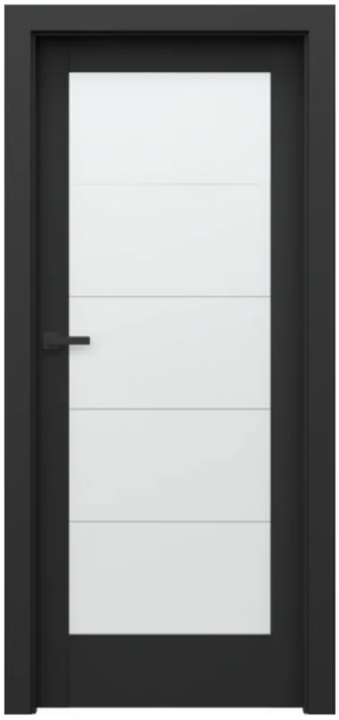 Super ofertă Set Usa Interior PORTA VERTE Home Black model B.5, cu sticla transparenta, finisaj Negru Super Matt si Toc Porta System 75-95 mm, fara maner