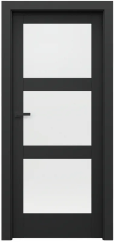 Super ofertă Set Usa Interior PORTA VERTE Home Black model N.3, cu sticla transparenta, finisaj Negru Super Matt si Toc Porta System 75-95 mm, fara maner
