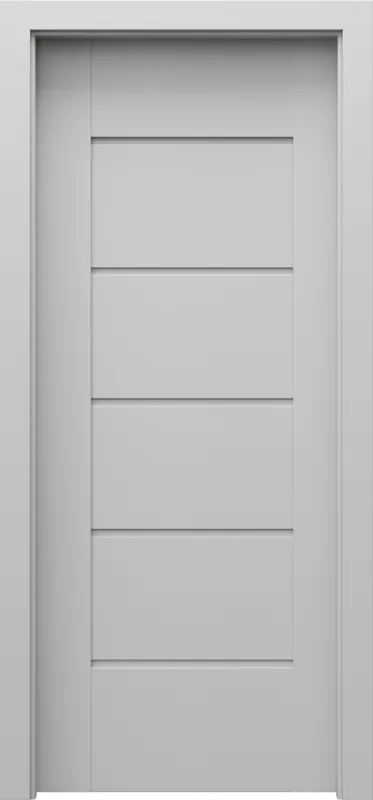 Set Usa Interior PORTA VERTE PREMIUM model E.0, finisaj Gri si Toc Porta System 75-95 mm, fara maner Retur ușor