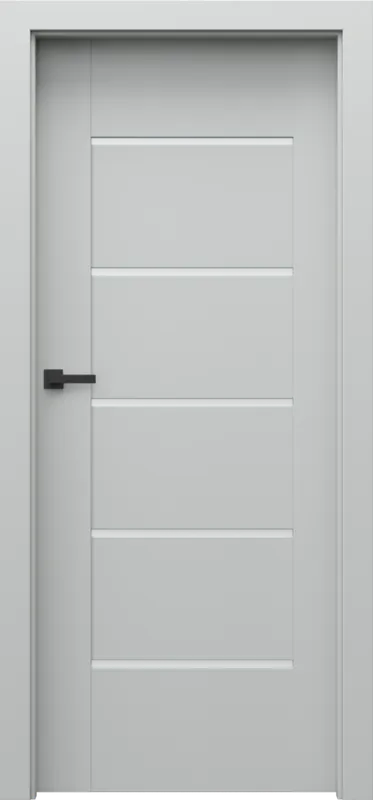 Preț mic Set Usa Interior PORTA Verte PREMIUM model E.5, finisaj Gri Portadecor Sticla Neagra si Toc Porta System 75-95 mm, fara maner