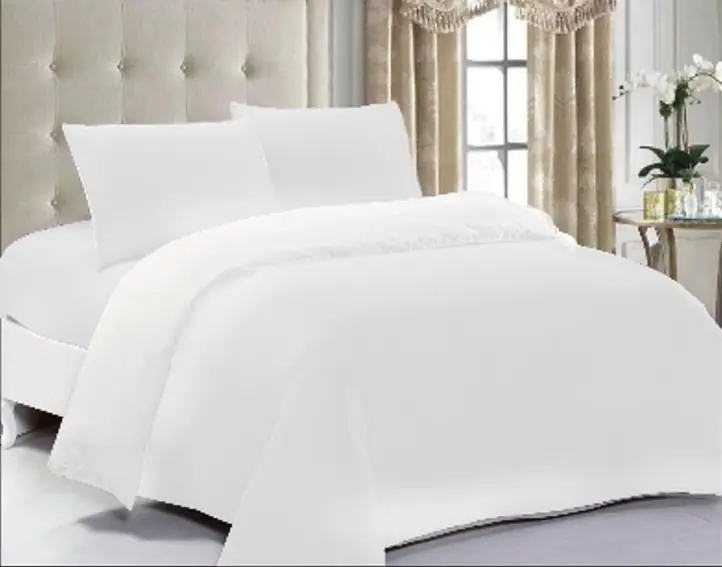 Set Lenjerie de Pat Double Poliester, 4 piese, Pat 2 persoane, 160x200, Alb Popular