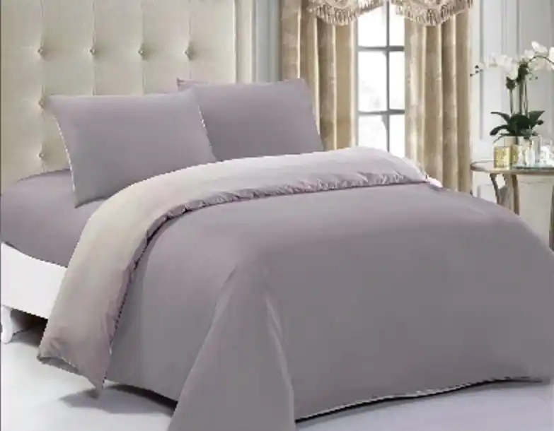 Set Lenjerie de Pat Double Poliester, 4 piese, Pat 2 persoane, 160x200, Gri Disponibil imediat