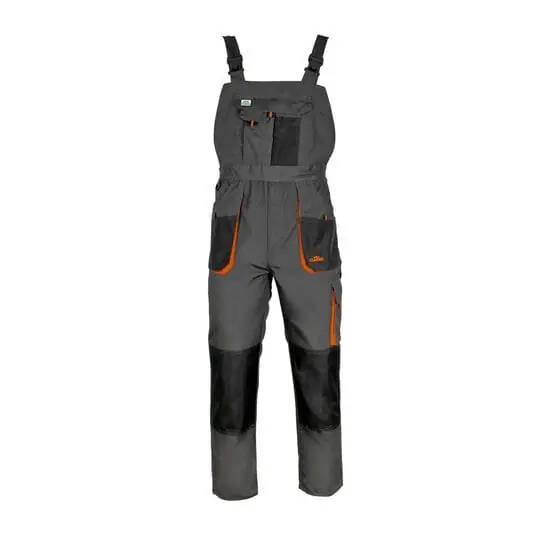 Pantaloni de lucru din tercot cu pieptar, 270 gsm, Classic, gri-negru 48 Reducere specială