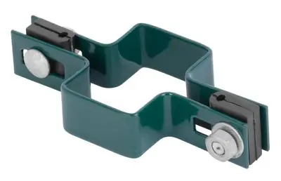 Clema de fixare pentru stalpi, 60 x 40 mm, verde, continua, Zn + PVC, RAL6005 Ofertă de sezon