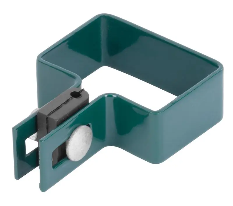 Clema fixare pentru stalpi, 60 x 40 mm, verde, pentru capat, Zn + PVC, RAL6005 Super ofertă