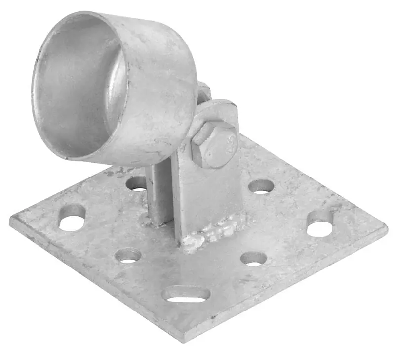 Reducere extra Suport stalp, articulat, 48 mm, pentru stalp rotund, zincat, pentru ancorare