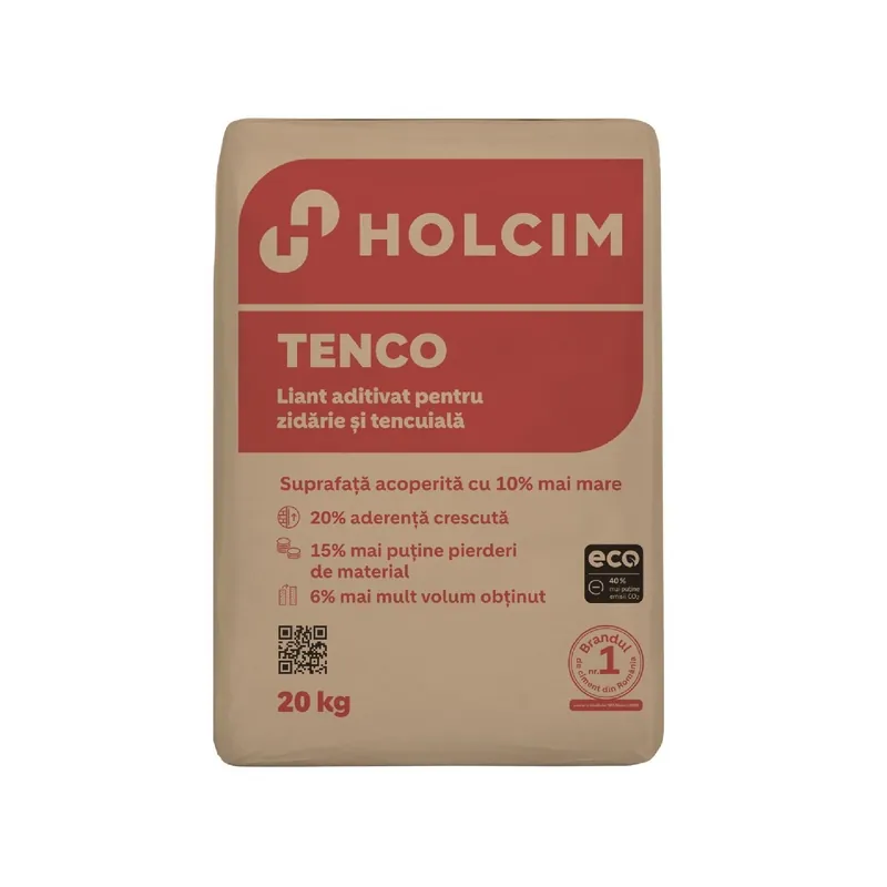 Liant Tenco pentru tencuiala manuala / mecanizata, sac 20 kg, Holcim Livrare rapidă