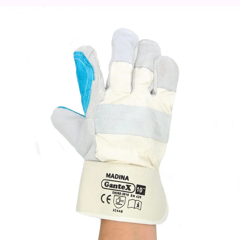 Manusi de protectie din piele spalt, dubla intaritura, Madina, gri 10 Livrare expres