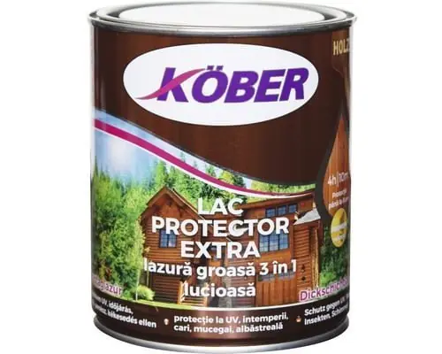 Ultima șansă Lac gros, pentru lemn, 2.5 L, teak, 3 in 1, interior / exterior, Extra, Kober