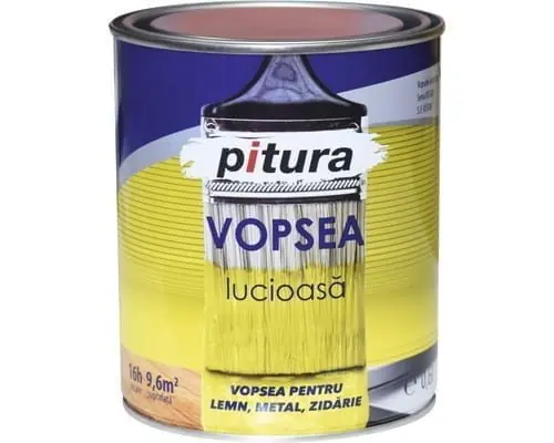 Vopsea alchidica, lucioasa, pentru lemn / metal, galben, interior / exterior, 0.6 L, Pitura, Kober Preț mic