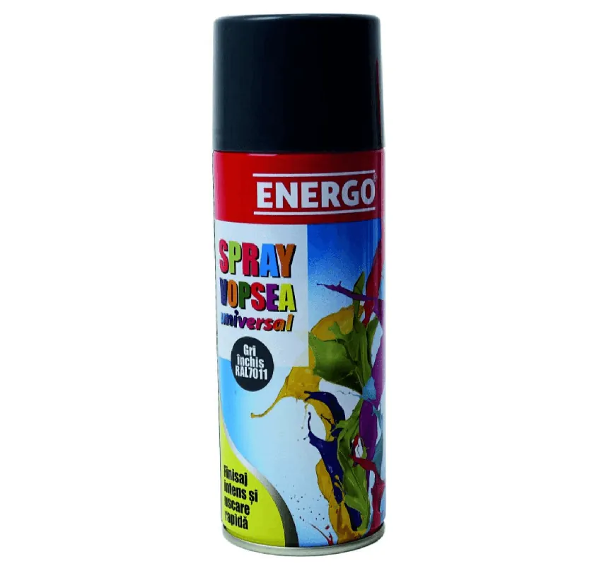 Disponibil imediat Spray vopsea universal gri inchis RAL7011, 450 ml, Energo