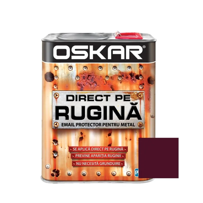 Popular Vopsea alchidica, visiniu lucios, 2.5 L, interior / exterior, Direct pe rugina, Oskar