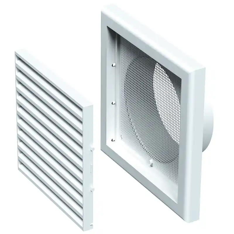 Preferatul clienților Grila ventilatie cu plasa insecte, plastic, 154 x 154 mm, 100 mm, alb, MV100, Vents