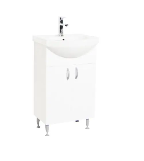 Mobilier baie, baza si lavoar, 55 cm, alb rustic, seria 001 – Eco, Alfa, BadenMob Reducere extra