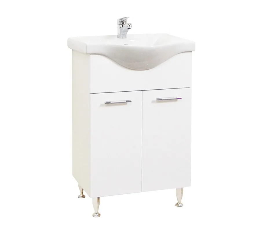 Mai ieftin Mobilier baie, baza si lavoar, 60 cm, alb, seria 153, BadenMob