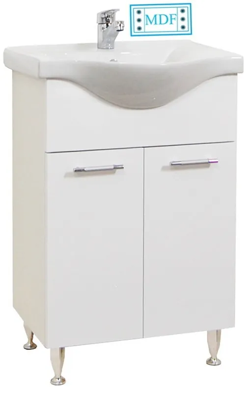 Mobilier baie, baza si lavoar, 55 cm, alb, seria 153, BadenMob Lichidare de stoc