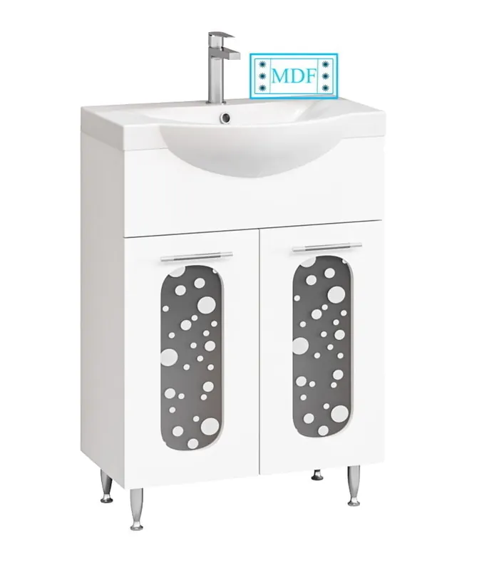 Mai ieftin Mobilier baie, baza si lavoar, 55 cm, alb, seria 177, BadenMob