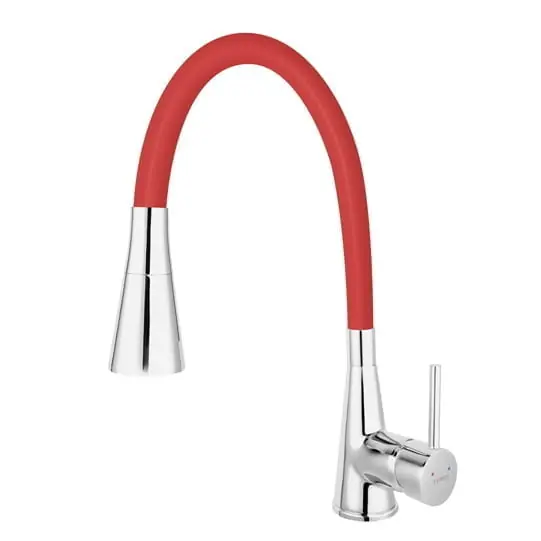Livrare rapidă Baterie stativa bucatarie, cu pipa flexibila, rosu, Zumba 2, BZA42R, Ferro